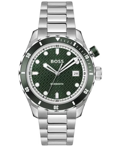 HUGO BOSS MEN'S BOSSMATIC SILVER STAINLESS STEEL WATCH, 42MM