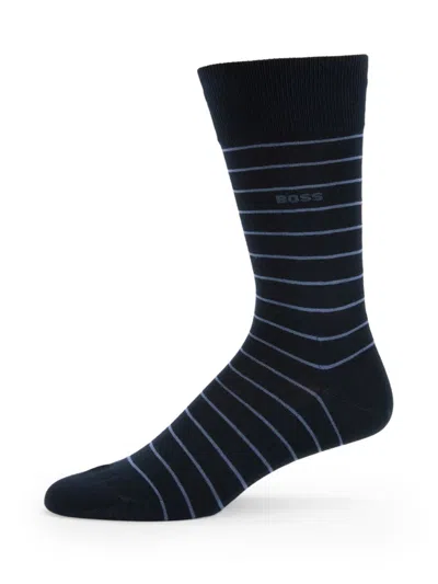 Hugo Boss Men's Brad Striped Socks In Dark Blue