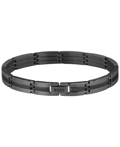 Hugo Boss Men Brooks Ionic Plated Black Steel Bracelet