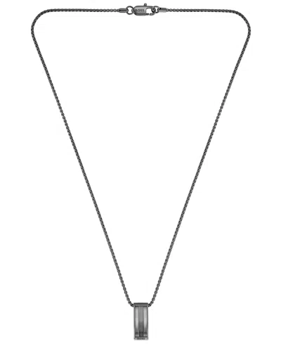 Hugo Boss Men Brooks Ionic Plated Black Steel Necklace In Metallic