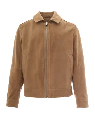 Hugo Boss Men Brown Solid Shirt Collar Jacket