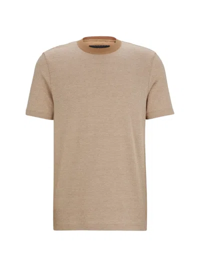 Hugo Boss Bubble-structure T-shirt In Cotton And Cashmere In Beige