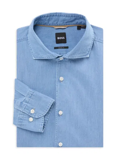 Hugo Boss Bright Blue Casual Fit Shirt With Button Down Collar 50513728 437  | ModeSens