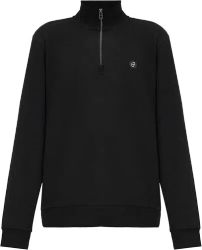 Pre-owned Hugo Boss Men's C-stimmann 01 Sweatshirt Metal Logo Half Zip 001-black