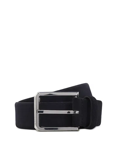 Hugo Boss Men's Caleb Polished Silver Leather Belt In Black