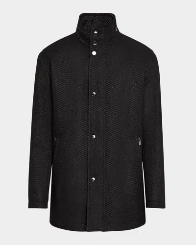 Hugo Boss Men's Camron Herringbone Wool Coat In Black