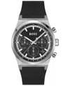 Hugo Boss Boss Candor Chronograph Leather Strap Watch, 41mm In Black