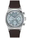 Hugo Boss Boss Candor Chronograph Leather Strap Watch, 41mm In Brown