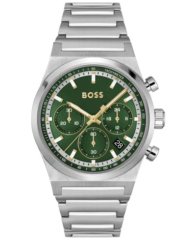 HUGO BOSS MEN'S CANDOR QUARTZ CHRONOGRAPH SILVER-TONE STAINLESS-STEEL WATCH, 41MM