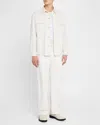 Hugo Boss Button-up Jacket In Herringbone Linen And Silk In Open Wht