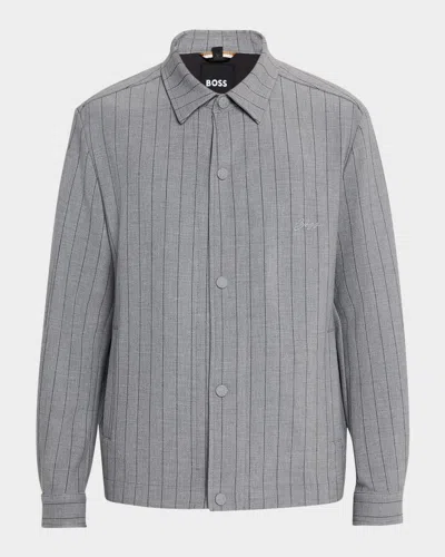 Hugo Boss Boss Carper Pinstripe Coach's Jacket In Medium Grey
