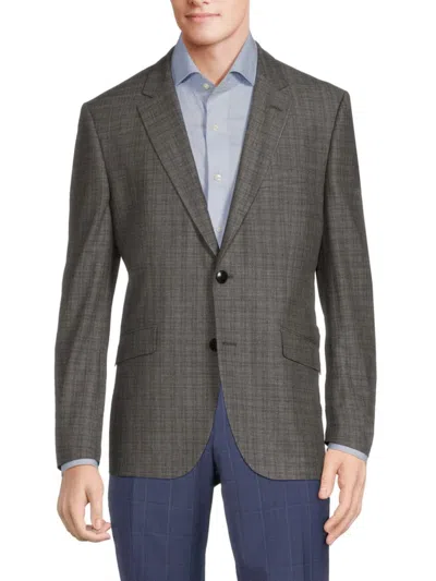 Hugo Boss Men's Check Wool Blend Blazer In Grey
