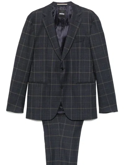 HUGO BOSS MEN'S CHECKED STRETCH WOOL SUIT