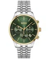 Hugo Boss Multi-link-bracelet Chronograph Watch With Green Dial Men's Watches In Green Dial