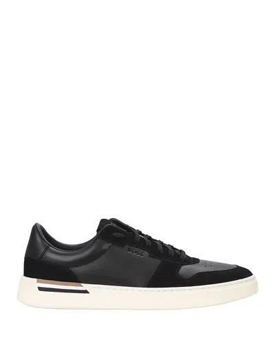 Hugo Boss Men's Clint Lace Up Leather Trainers In Black