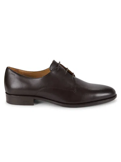 Hugo Boss Men's Colby Leather Derby Shoes In Dark Brown