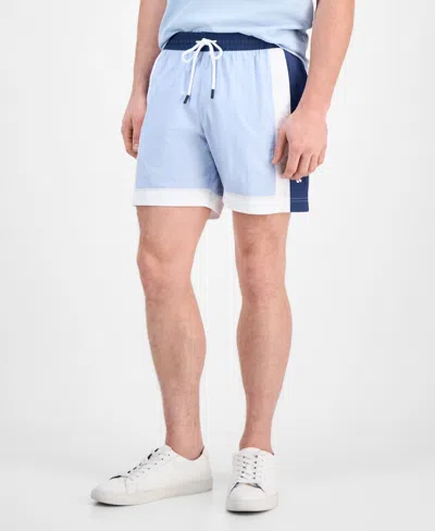 Hugo Boss Men's Colorblocked Drawstring 5" Swim Shorts In Light Pastel Blue