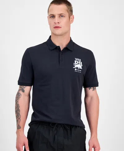 Hugo Boss Men's Core Fanwear Relaxed Fit Short Sleeve Sponsor Logos Polo Shirt In Blue