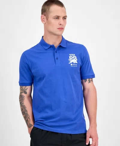 Hugo Boss Men's Core Fanwear Relaxed Fit Short Sleeve Sponsor Logos Polo Shirt In Blue