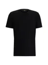 Hugo Boss Cotton-jersey Regular-fit T-shirt With Ribbed Collar In Black