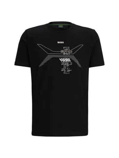Hugo Boss Men's Cotton-jersey T-shirt With Crewneck In Black