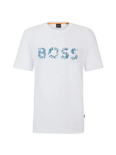 Hugo Boss Cotton-jersey T-shirt With Logo Print In White