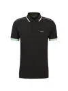 Hugo Boss Men's Cotton Pique Polo Shirt With Contrast Stripes And Logo In Anthracite