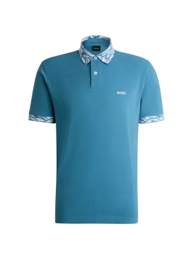 Hugo Boss Men's Cotton-pique Polo T-shirt In Blue