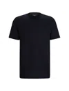 Hugo Boss Cotton-silk Regular-fit T-shirt With Geometric Pattern In Dark Blue