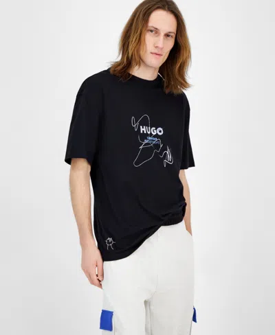 Hugo Boss Men's Creative Department Relaxed Fit Short Sleeve Crewneck Logo Graphic T-shirt In Black