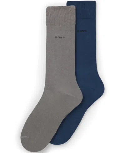 Hugo Boss Men's Crew Length Socks, 2-pack In Multi