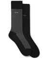 Hugo Boss Men's Cube Pattern Socks, 2-pack In Black