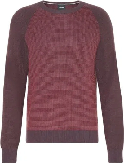 Pre-owned Hugo Boss Men Dairon Sweater Wool Long Sleeves Pullover Crew Neck Open Red