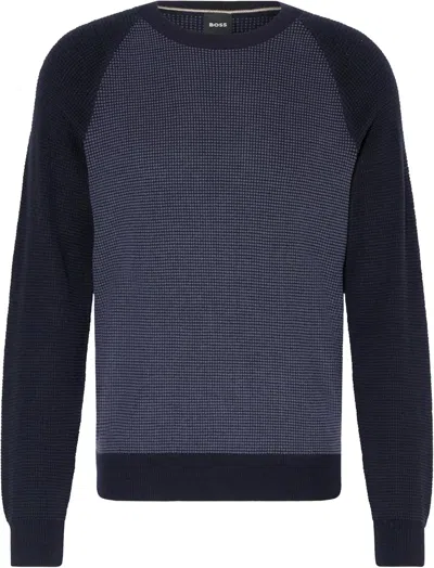 Hugo Boss Men's Dairon Wool Crew Neck Sweater, Navy In Blue