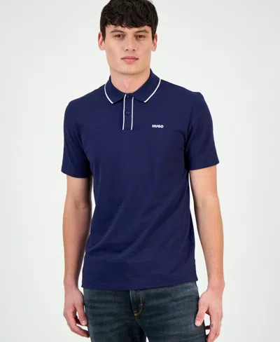 Hugo Boss Men's Dalombi Short Sleeve Button-placket Polo Shirt In Blue