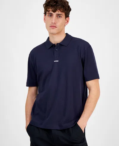 Hugo Boss Men's Dangula Relaxed Fit Short Sleeve Logo Polo Shirt In Dark Blue
