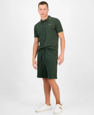 Hugo Boss Men's Dayono 9" Relaxed-fit Drawstring Cotton French Terry Shorts In Green