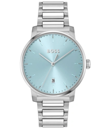 Hugo Boss Boss Men's Dean Quartz Basic Calendar Silver-tone Stainless Steel Watch 41mm