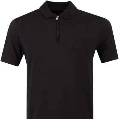 Hugo Boss Men's Dekok233 Black Half Zip Short Sleeve Polo T-shirt