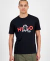 Hugo Boss Oversized-fit T-shirt In Cotton With Animal Graphic In Black