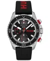 Hugo Boss Men's Dive Quartz Multifunction Black Silicone Watch, 44mm In Black