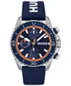 Hugo Boss Men's Dive Quartz Multifunction Blue Silicone Watch, 44mm In Blue