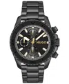 Hugo Boss Men's Dive Quartz Multifunction Ionic Plated Black Steel Watch, 44mm In Black