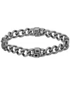 Hugo Boss Men's Double B Absolute Galvanic Blackening Stainless Steel Chain Bracelet In Silver-tone