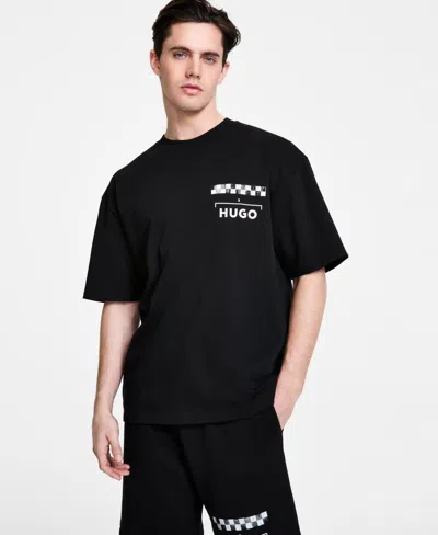 Hugo Boss Men's Drallie Short Sleeve Oversized Fit Graphic T-shirt In Black