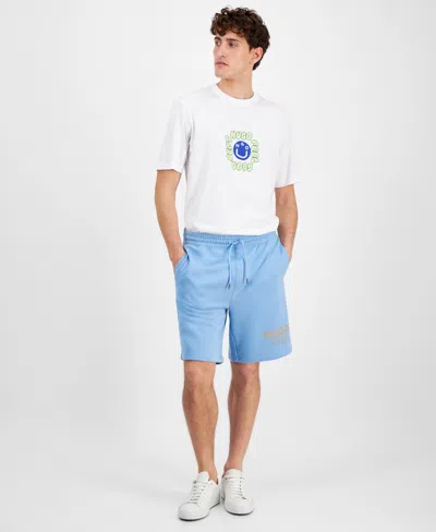 Hugo Boss Men's Drawstring Fleece Shorts In Light,pastel Blue
