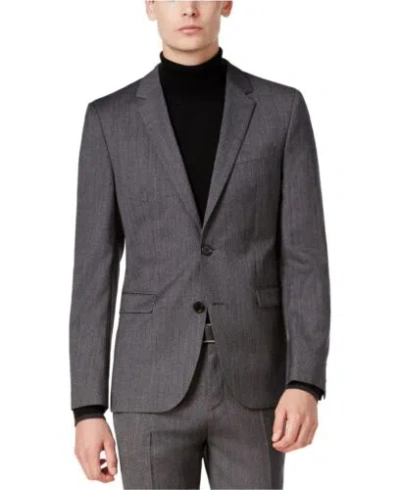Pre-owned Hugo Boss Men Dress Suit Wool Slim Fit  Melange Herringbone Astian Hets 621 033 In Gray
