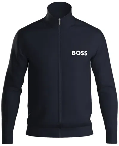 Hugo Boss Men's Ease Logo-print Full-zip Terry Jacket In Dk Bu