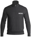 Hugo Boss Ease Cotton Logo Print Full Zip Jacket Regular Fit In Med Gy