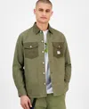 Hugo Boss Men's Ebrido Relaxed Fit Long Sleeve Button-front Overshirt In Green